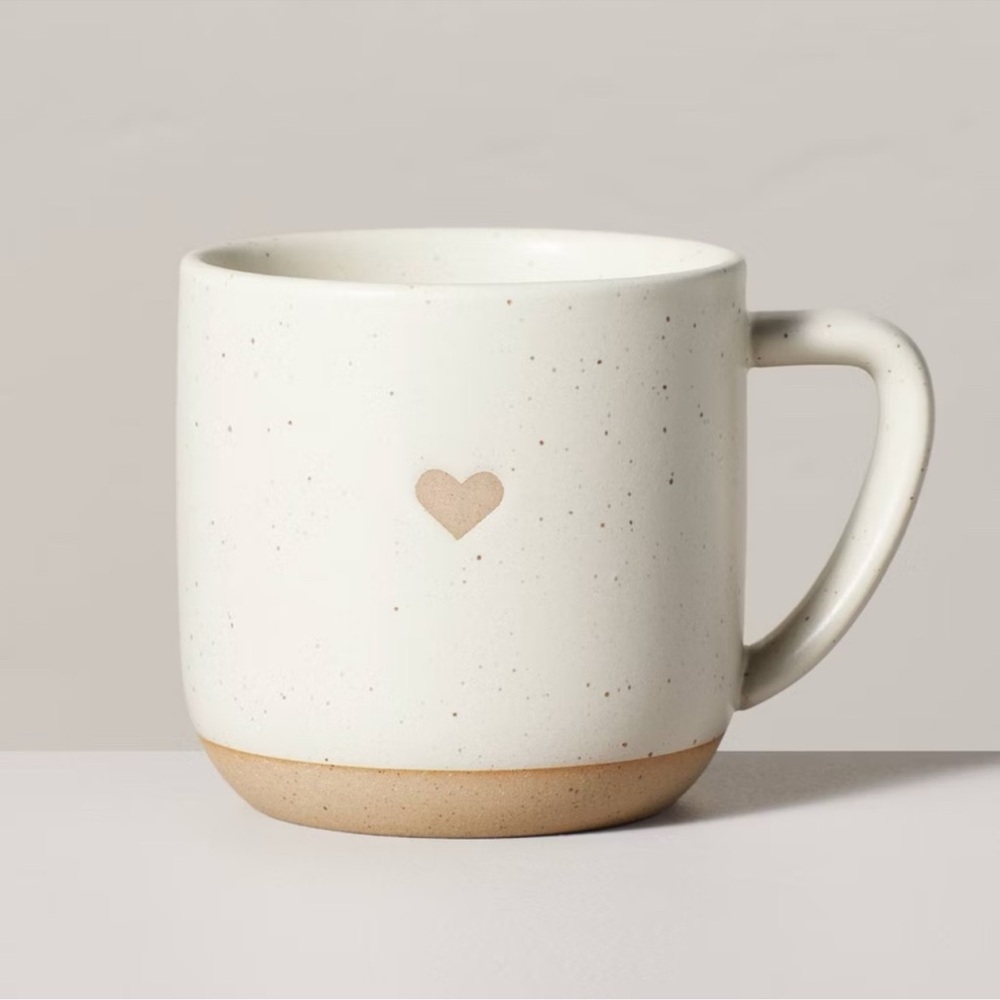 Hearth & Hand 12oz Stoneware Heart Mug Cream/Clay